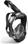 EMSINA Snorkel Mask- Large Air Inlet/Latest Dry Top Breathing System, Fold 180 Degree Panoramic View Full Face Snorkel Mask Anti-Fog Anti-Leak with Camera Mount,Snorkeling Gear for Adults (Black-M) …