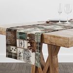 Rustic Bear Table Runner,Vintage Country Forest Wildlife for Home Kitchen Dining Table Decoration,120X13inch