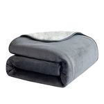 Pfimigh Waterproof Dog Blanket, 3-Layer Flannel and Sherpa Pet Throw, Reversible Protector Cover for Bed Couch Sofa, Grey, 50"x60"