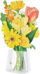 Sanrio BD109-2 SANRIO 831701 Birthday Card, Yellow Flowers in Transparent Vase, Greeting Card, International Transportation