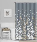 Maytex Sylvia Fabric Shower Curtain, Faux Silk, Fits Standard Tubs and Showers, with Button Holes, 70" x 72", Multi-Color