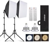 Andoer Softbox Photography Lighting Kit 16'' x 16'',Studio Lights with 85W Bi-Color LED Light * 2 + 40x40cm Softbox * 2 + 1.7m Light Stand * 2- Ideal for Portraits, Product Photos, and Live Video