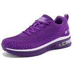 STQ Running Shoes Women Lightweight Air Cushion Gym Fashion Sneakers Breathable Walking Running Sport Purple US 7