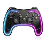 Manba Switch Controller,Wireless Switch Pro Controller Compatible with Switch/Lite/OLED,Wireless Switch Controller Support 6-Axis Gyro, Turbo/Vibration Function and Adjustable LED（Black）