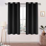 DWCN Black Blackout Curtains Room Darkening Grommet Thermal Insulated Light Blocking for Bedroom Living Room, 42 x 45 Inch Length, Set of 2 Thick Panels