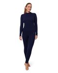 DANISH ENDURANCE Merino Wool Base Layer Set 250g/m² Heavyweight for Women, Extreme Warm Thermal Underwear Set, Dark Navy, XXL