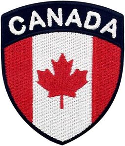 EmbTao Canada Flag Shield Patch Embroidered National Morale Applique Iron On Sew On Canadian Emblem