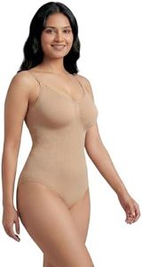 Kaththai Women's Shapewear Tummy Control Bodysuit Seamless Sculpting Shaper Tank Top Body Suit & Snatched Waist Body Shaper Suit Thong or Brief (Skin, L)