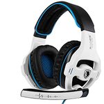 SADES SADES SA810 Gaming Headset Stereo Surround Sound Headphones Volume Control Bass Gaming Headphones with Noise Isolating Microphone for Xbox One PS4 PC Laptop Mac(White and Blue)