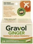 Gravol Ginger Traveler's Shield Probiotic - Nausea and Upset Stomach Relief - Reduces risk of Traveler's Diarrhea - Organic ginger with Probiotic - Non-Drowsy - 24 Capsules (Pack of 1)