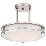 Light Blue™ LED Semi Flush Mount Ceiling Fixture, Antique Brushed Nickel Finish, 3000K Warm White, 1050 Lumens, Dimmable