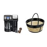 Hamilton Beach 49902C FlexBrew Trio 3-Way Single Serve Coffee Maker & Full 12c Pot, Compatible with K-Cup Pods or Grounds, Combo, Black - Next Gen & Hamilton Beach Permanent Gold Tone Filter