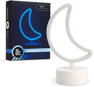 Amped & Co, Crescent Moon Desk Light, 7 Inches Mini LED Neon Collection, Night Lite Novelty Decor, Blue Moon neon Sign, Cresent Moon neon Sign, Moon lamp