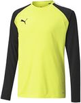 PUMA unisex child Team Pacer Goalkeeper Long Sleeve Jersey T Shirt, Fluorescent Yellow-puma Black-puma White, Medium US