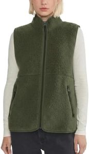 Hixiaohe Sherpa Fleece Vest for Women Trendy Warm Sleeveless Vests Jacket Lightweight Zip Coats with Pockets Fall Outerwear(Green,S)