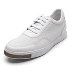 CHAMARIPA Men's Elevator School Breathable Mesh Leather Skate Height Increasing Back to Shoes, White01, 8 UK