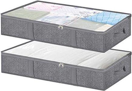 Under the Bed Storage Bags Container,Foldable Large Capacity Underbed Bins Organizer with 4 Strong Handles,2 Sturdy Zippers and Clear Window for Blanket Comforter Clothing Bedding