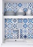 197"x 17.7"Blue Pattern Contact Paper Glossy Surface Waterproof Contact Paper Decorative Self Adhesive for Kitchen Bathroom Counters Removable Counter Paper Peel and Stick Wallpaper Easy to Clean