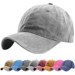 Voqeen Unisex Baseball Cap Washed Cotton Vintage Classic Fashion Solid Color Outdoor Sun baseball cap (Gray)