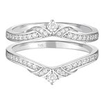 Blongme Wedding Ring Guard Enhancers for Women Ajustable Curved Bands Stackable Half Eternity Rings AAAAA CZ 925 Sterling Size 4-12, Sterling Silver, Cubic Zirconia