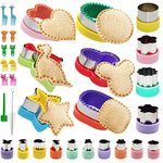 32 Pcs Sandwich Cutter Set, FineGood Sandwich Cutter and Sealer Cookie Cutters Vegetable Fruit Cutters Shapes for Kids with Food Picks Brush