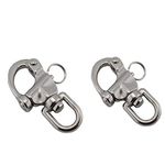 NRC&XRC Pair 3.5IN(87mm) Jaw Swivel Eye Snap Shackle Quick Release Bail Rigging Sailing Boat Marine Stainless Steel Clip Pair