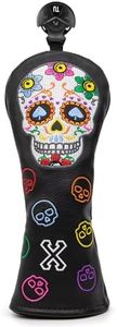 Montela Golf Club Head Covers,Colorful Skeleton Golf Driver Covers Fairway Wood Head Cover Hybrid Headcover Leather 3 Wood Headcovers Golf Head Covers for Scotty Cameron Taylormade Titleist Odyssey