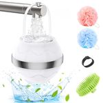 MoKo Bath Filter for Babies and Adults, Bath Water Filter for Tub, Removes Contaminants for Smoother Skin, Hair, Nails, Portable Bath Filter with Shower Ball and Shampoo Brush, White