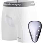 COOLOMG Boys Baseball Shorts with Athletic Cups Hockey Groin Protector Support Jock Shorts for Kids Youth White