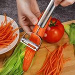 Solitude Dual 2-in-1 Peeler and Slicer for Vegetables and Fruits with Julienne and Serrated Blades - Stainless Steel Kitchen Gadget Tool