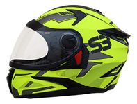 Steelbird SBH-17 Terminator Full Face Graphic Helmet in Glossy Fluo Finish with Clear Visor (L, Fluo Neon), Thermoplastic