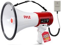 Pyle Megaphone - 50 Watt Bullhorn with Detachable Microphone, Portable and Lightweight with AUX/SD Input, Powerful Sound, Great for Cheerleading, Sports, Coaching and More