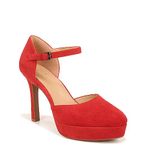 Naturalizer Women's Crissy Platform Ankle Strap Pump, Crimson Red Suede, 11 Wide