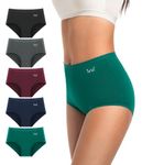 TANSTC Womens Underwear Cotton Knickers High Waisted Underwear Full Back Coverage Stretch Briefs Breathable Comfy Hipster Panties Slight Tummy Contorl Multipack of 5,dark Multicolor,XL