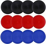 Kasteco 12 Pack 2.5 Inch Air Hockey Pucks for Small Size Table, 3 Colors, Red, Blue and Black