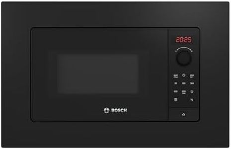 Bosch BFL623MB4 Serie 2 Einbau-Mikrowelle, 38 x 60 cm, 20 L, 800W, AutoPilot 7 Programme, QuickStart, LED-Display, hydrolytische Reinigung, Schwarzglas