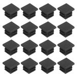 uxcell 76Pcs Square Plastic Plug Insert, 0.75" x 0.75" Black Plastic Plugs End Cap Tube Cover for 15-17mm Inner Size Metal Pipe Post Furniture Chair Legs