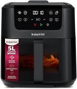 Instant Pot Vortex Compact Schwarz-Heißluftfritteuse 5 l Korb, Familiengröße, 4 in 1 – Heißluftfrittieren, Trocknen, Backen, Aufwärmen, Antihaftbeschichtung, leicht zu reinigen, spülmaschinenfest
