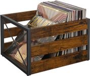 YINMIT Vinyl Record Storage,Large LP Vinyl Record Storage Crate,Metal & Wooden Vinyl Record Album Holder,Cube Record Organizer Box,Holds up to 80+ Records,Easy to Assemble