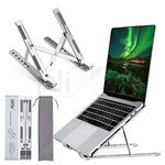 PLIXIO Aluminum Tabletop Laptop Stand Ergonomic Foldable Portable Laptop Stand Holder Compatible for MacBook, HP, Dell, Lenovo & All Other Notebook (Sliver)