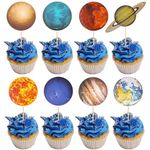 Gyufise 40Pcs Outer Space Cupcake Toppers Planet Rocket Spaceship Trip to the Moon Star Cupcake Picks Solar System Galaxy Universe Planets Birthday Cupcake Decorations Party Supplies