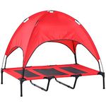 PawHut Elevated Dog Bed with Canopy, Portable Raised Dog Cot for XL Sized Dogs, Indoor & Outdoor, 48" x 36" x 43", Red