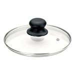 Ibili Stainless Steel Vented Silver & Black Glass Saucepan Cover Lid 20cm