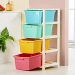 Kuber Industries 4-Layer & 73 Ltr Plastic Drawer Storage Organiser | Modular Kitchen Cabinet & Toy Organizer For Kids Room | Multicolor