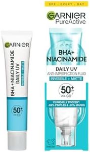 Garnier Pure Active Fluido Anti-imperfecciones Anti-UV Diario FPS50+ con BHA y Niacinamida, acabado Mate e Invisible, para pieles grasas con tendencia acneica, 40 ml