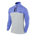 TCA Fusion Gym Tops For Men Training Sports Long Sleeve Running Top Men Gym Clothes - Heather Grey/Dazzling Blue, L