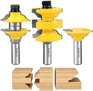 Exqutoo 1/2 Inch Shank 3 Piece Router Extension Tenon Drill Bit Set for Entry Door Rails and Door Frame Wood Milling Cutter Door