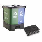 Nayasa 2 In 1 Dustbin - Dry Waste and Wet Waste Step-On Dustbin (33 Ltrs) - Big, Plastic, Green & Blue