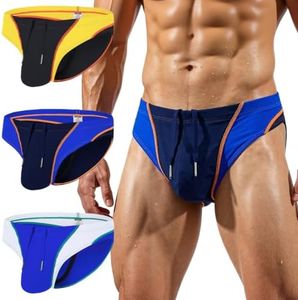 SUMABA Mens Sexy Swim Briefs Swimming Bikini Swimwear Beach Quick Dry Swimsuits with Drawstring, 3 Pack M
