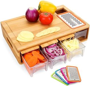 BRITOR Bamboo Cutting Board with Drawers, Large Chopping Board with Juice Grooves, Easy-Grip Handles & Food Sliding Opening, Carving Board with Trays for Food Storage, Transport and Cleanup